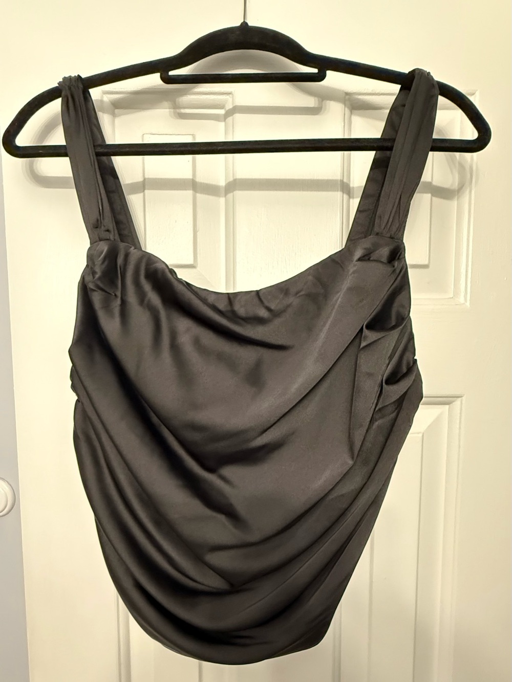 Guess Black Corset Draped Satin Tank Top